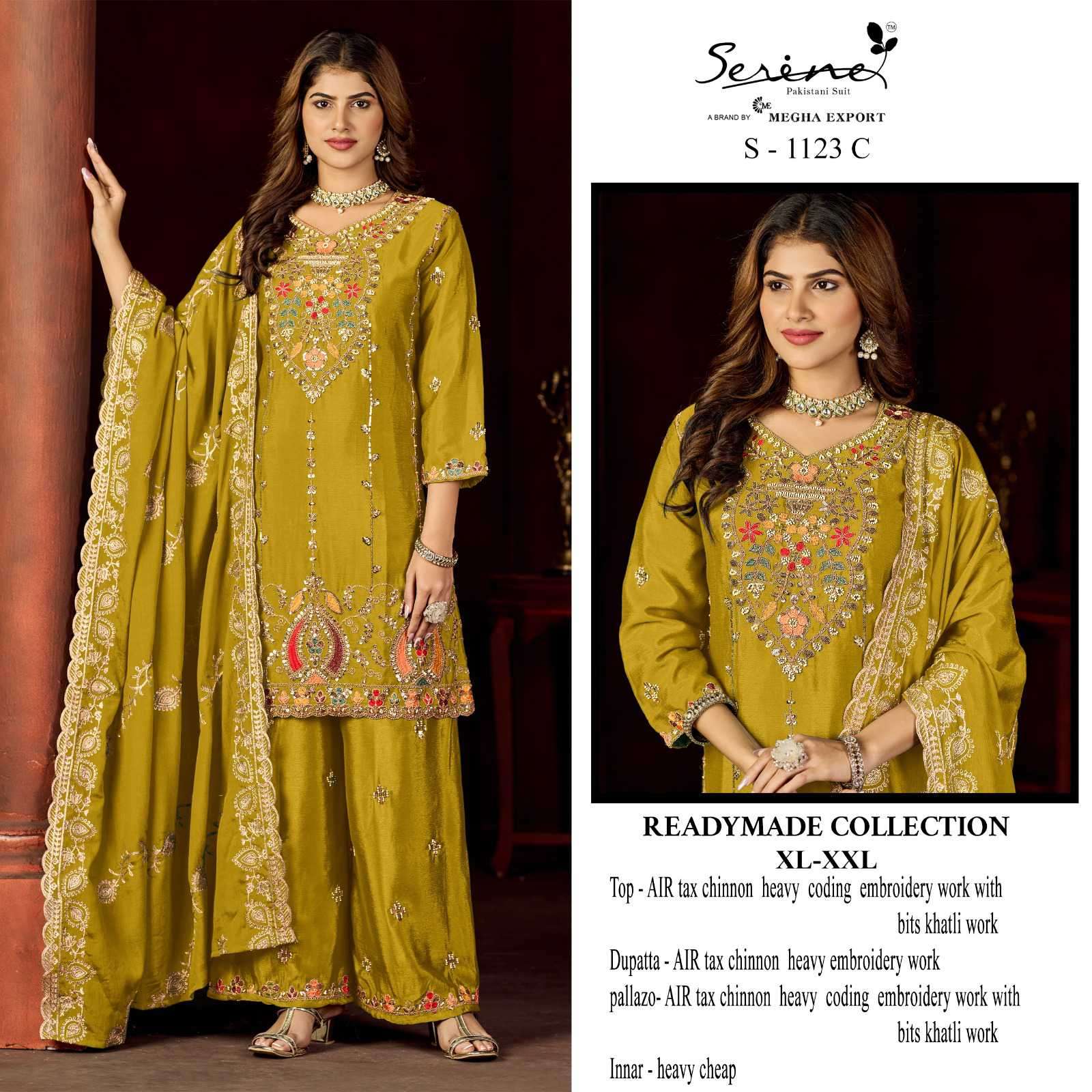 1123 by serine exclusive designer chinon fancy work salwar suit wholesale dealer surat