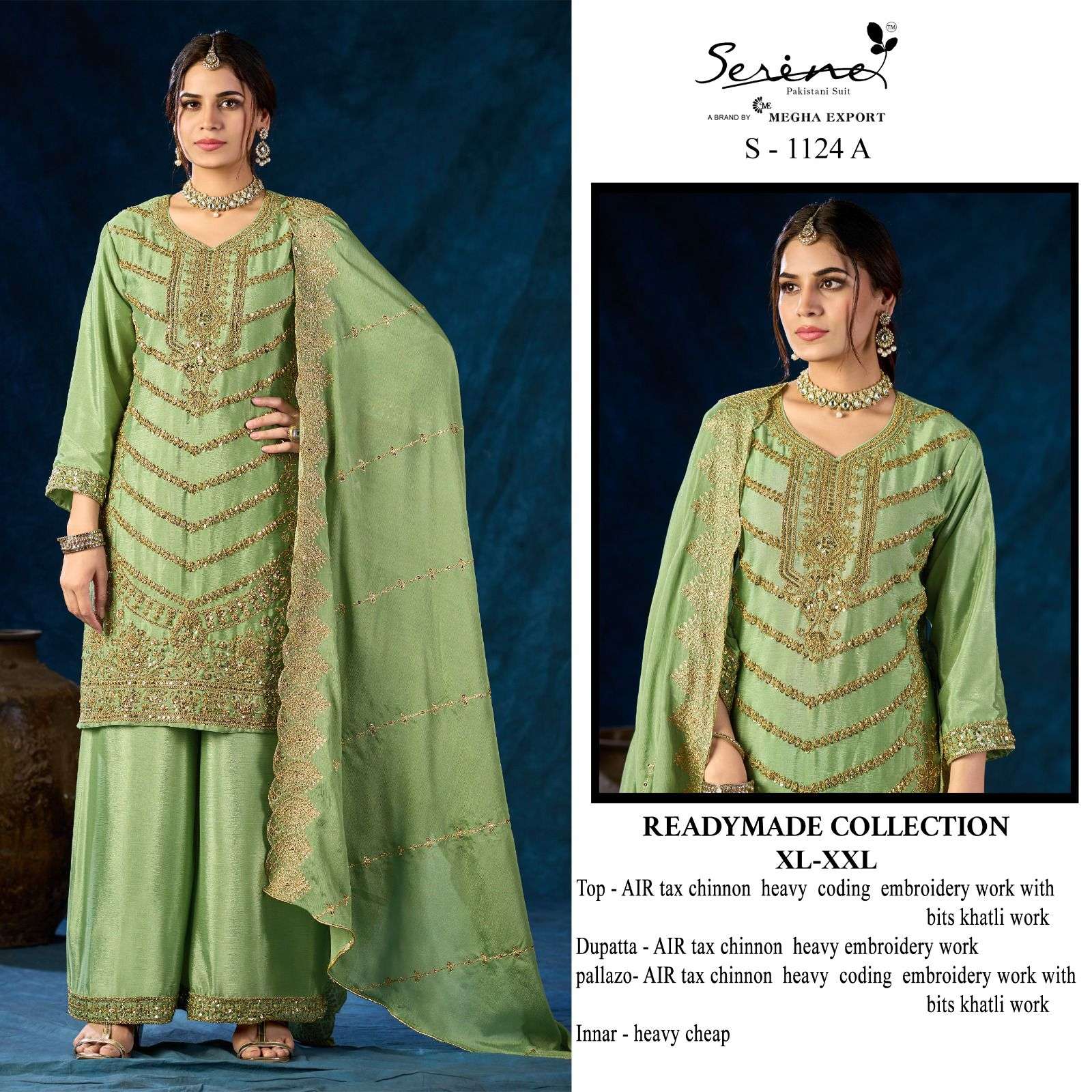 1124 by serine latest designer fancy embroidered chinon salwar kameez whoelsale dealer surat