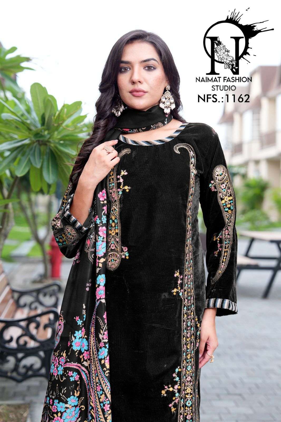 1162 by naimat exclusive designer velvet readymade salwar kameez wholesale price surat