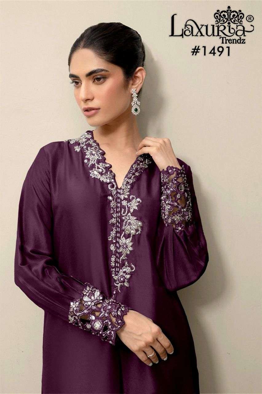 1491 by laxuria trendz satin with fancy embroidered readymade salwar kameez wholesale price surat