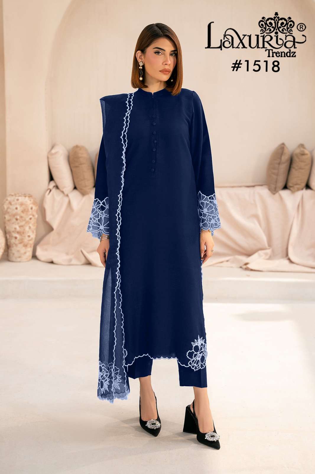 1518 by laxuria trendz exclusive embroidered fox georgette readymade suit wholesale dealer surat