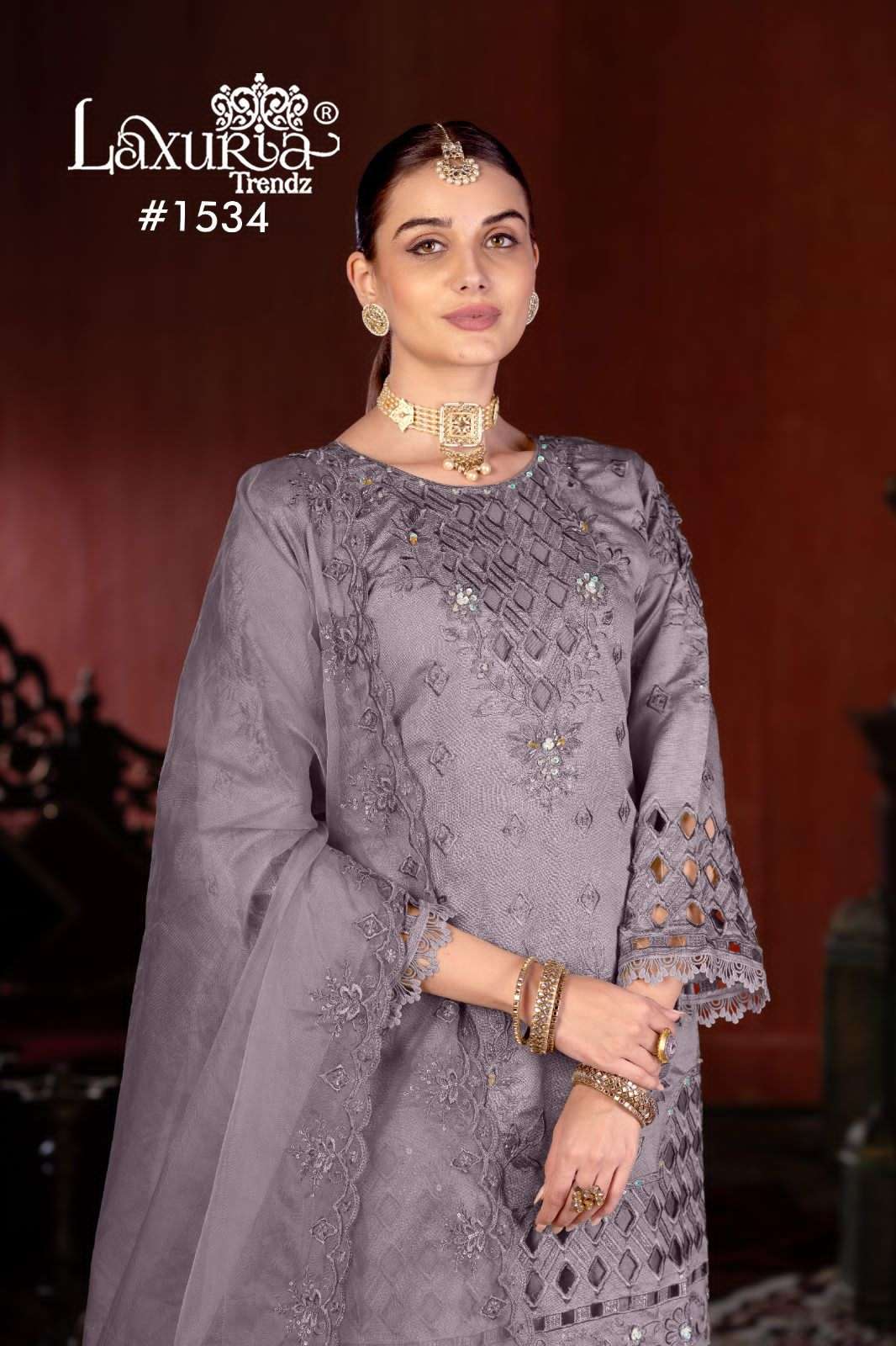 1534 by laxuria trendz fancy embroidered vichitra readymade salwar kameez wholesale price surat
