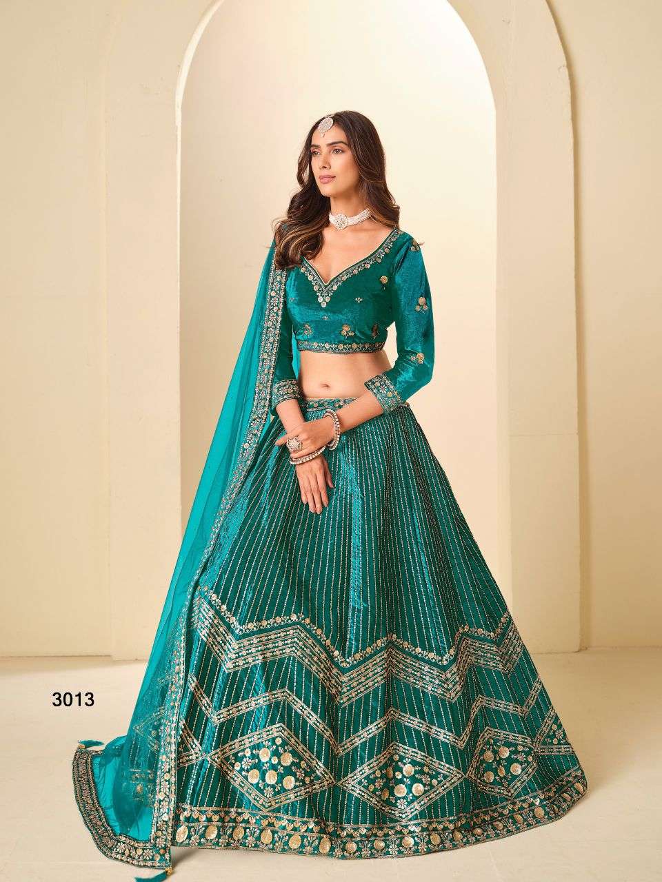 3011-3014 by mehvish fancy work party wear velvet lehenga wholesale price surat