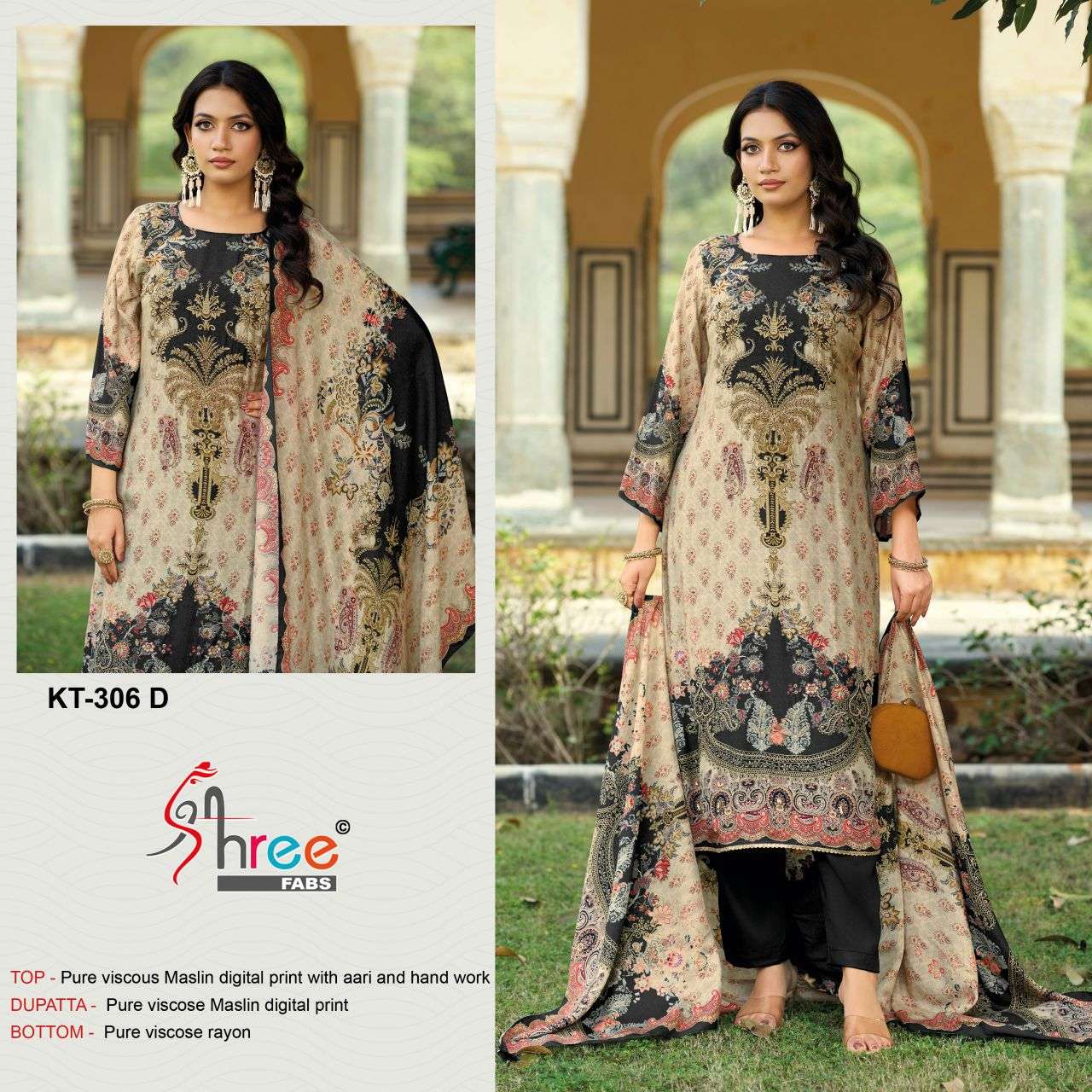 306 by shree fabs exclusvie parinted viscose muslin salwar kameez wholesale prcie surat
