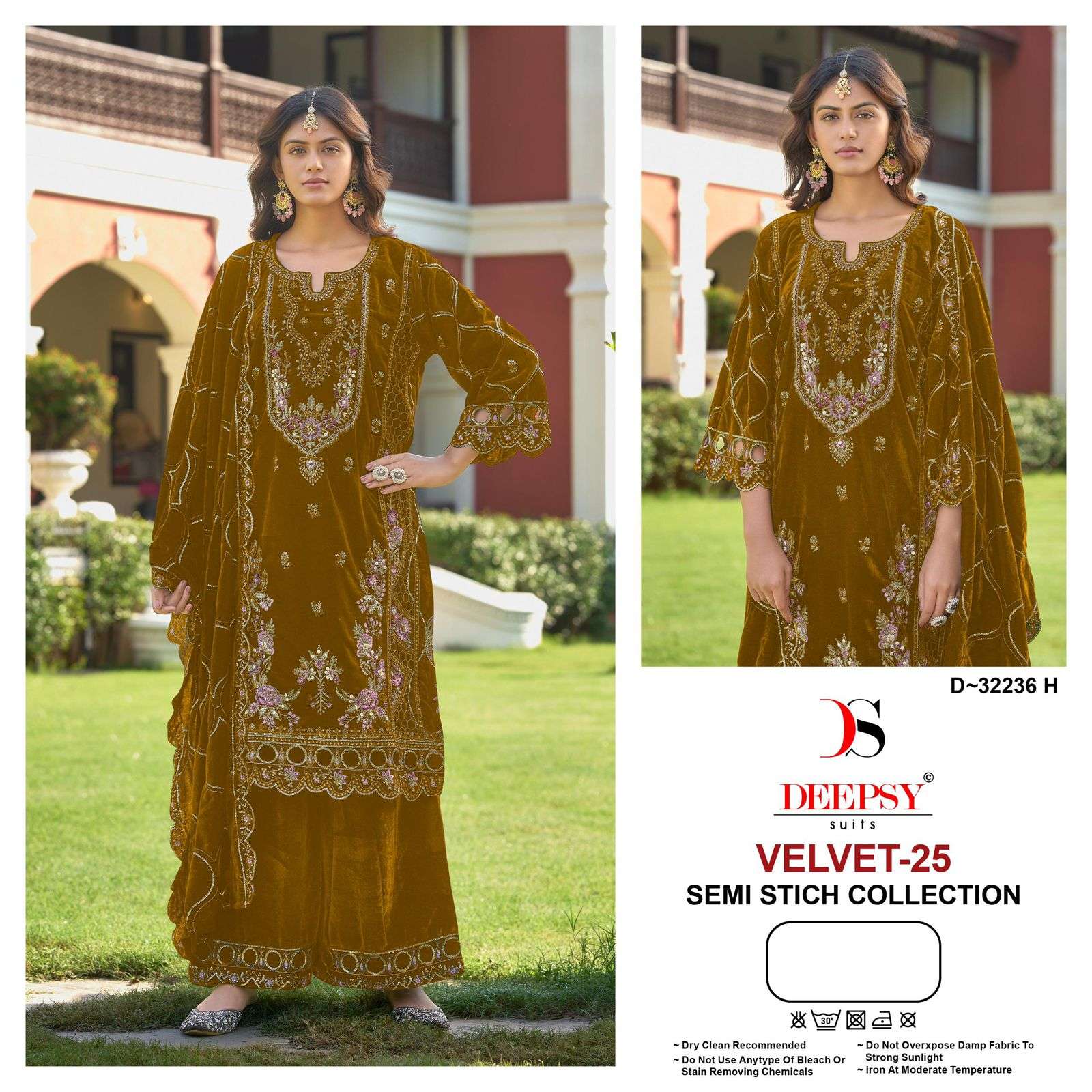 32236 by deepsy suit embroidered velvet suit buy wholesaler surat