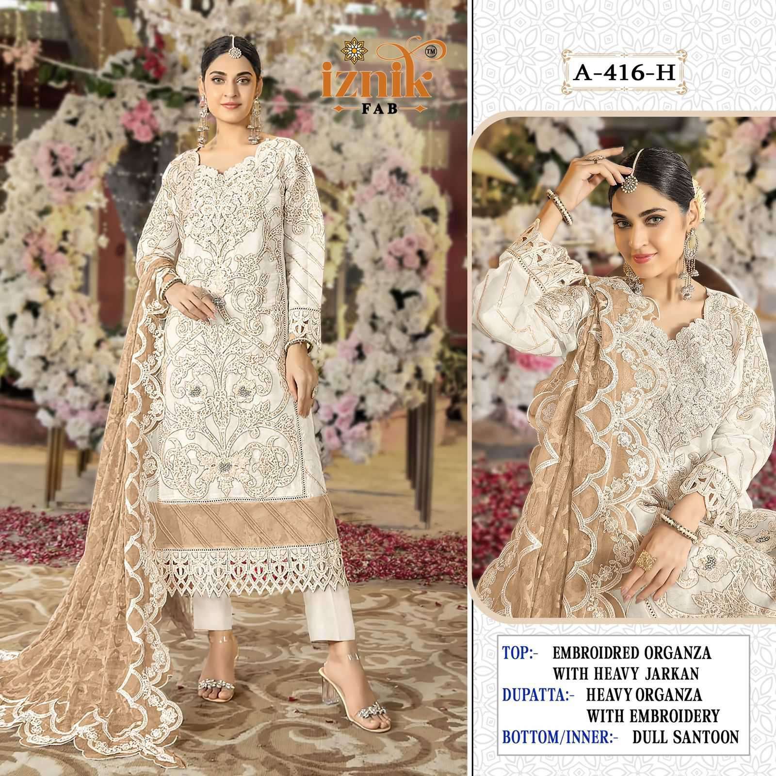 416 by iznik organza with fancy designer salwar suit delaer surat