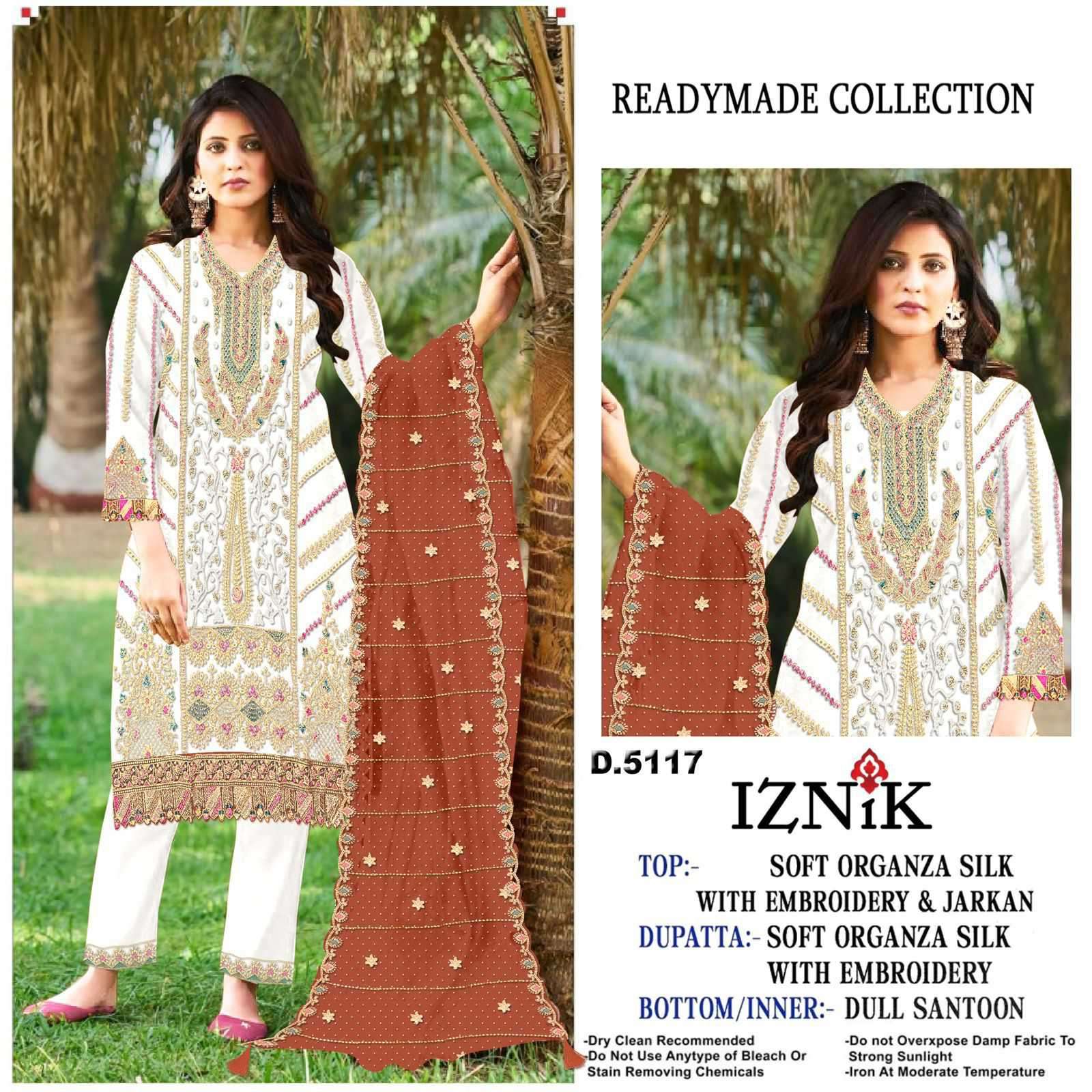 5117 by iznik latest designer organza embroidered salwar kameez wholesale price surat