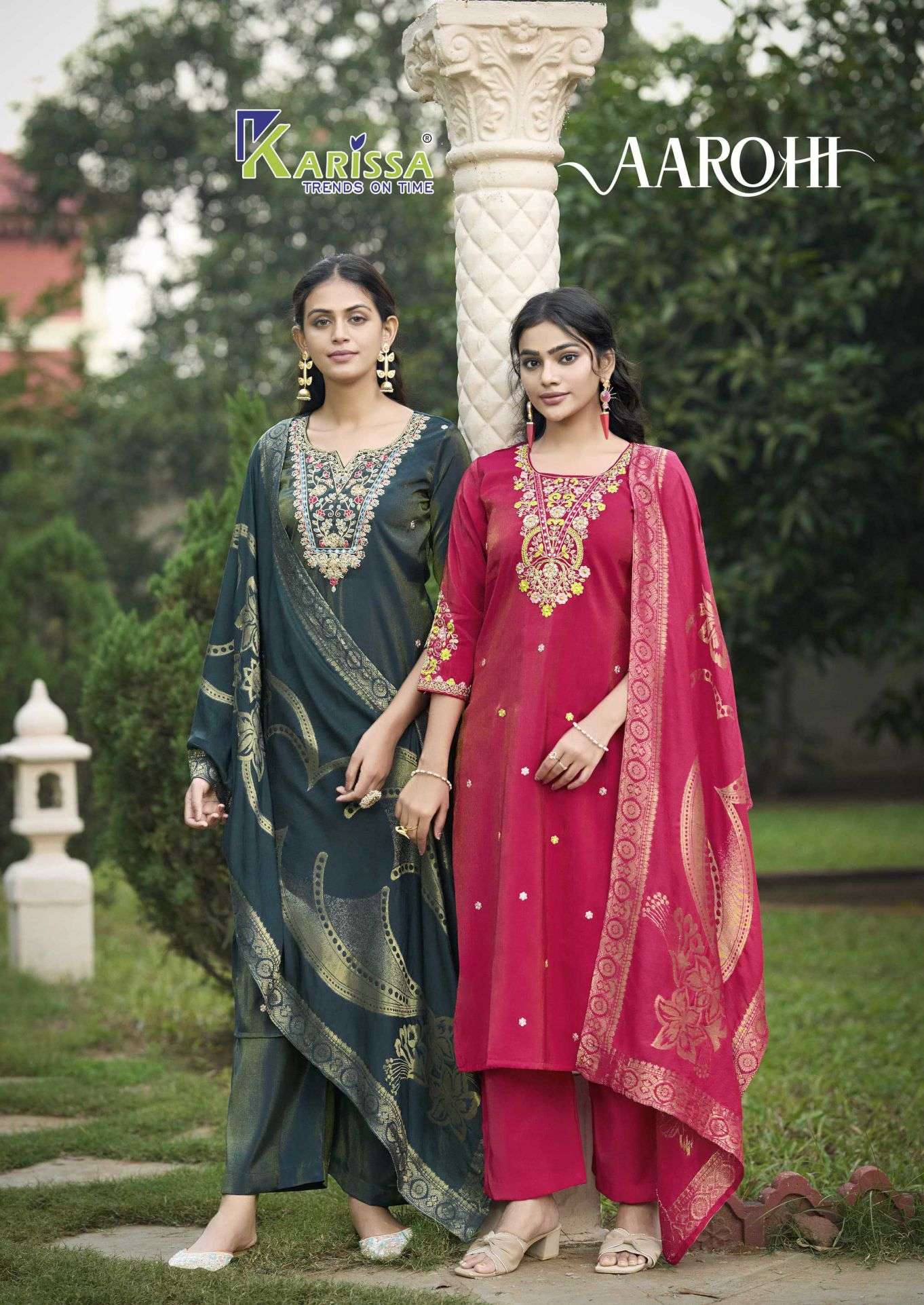 aarohi by karissa 1001-1004 series latest designer viscose simmer readymade salwar kameez wholesale price surat