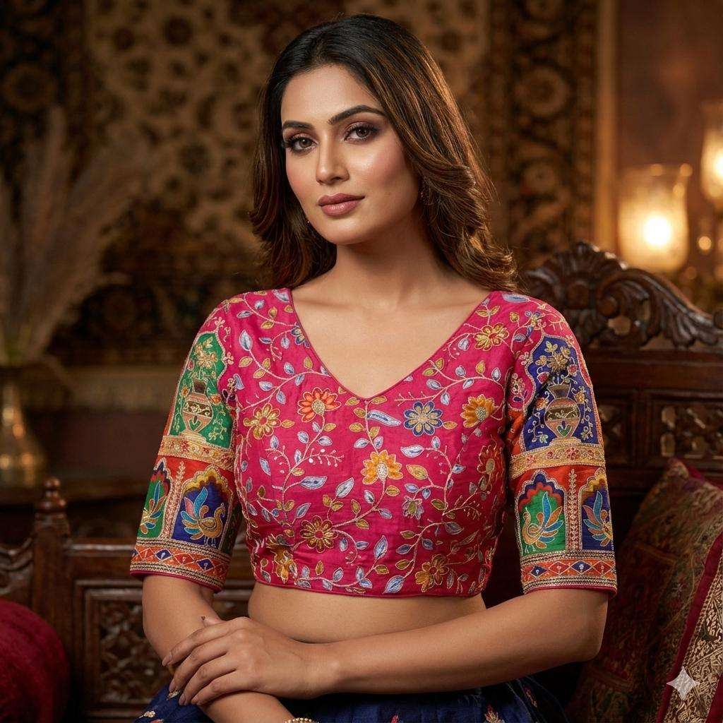 af-03 by blouse exclusive designer embroidered silk readymade blouse wholesale price surat