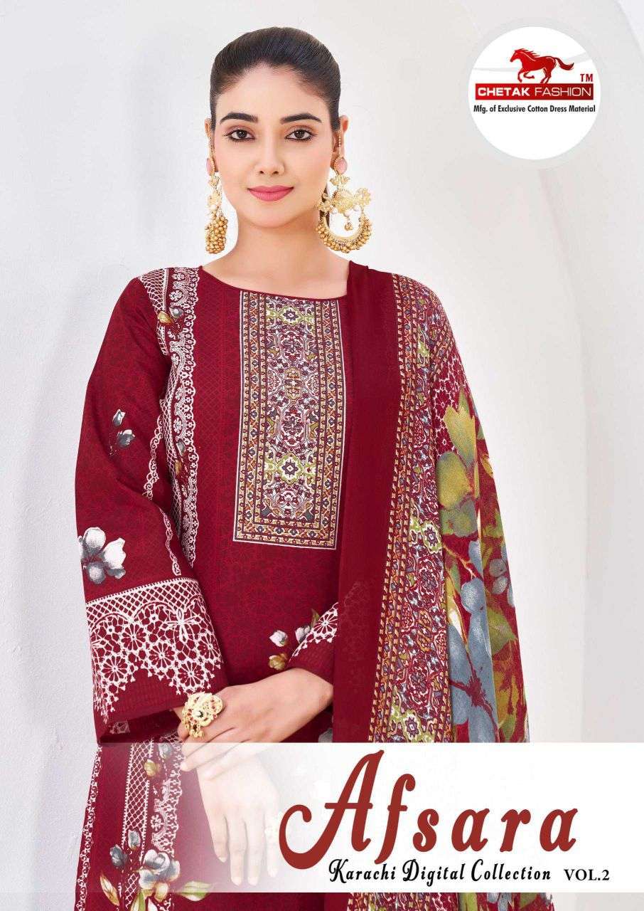 afsara karachi vol-2 by chetak fashion 2001-2008 series fancy work soft cotton salwar kameez wholesale price surat