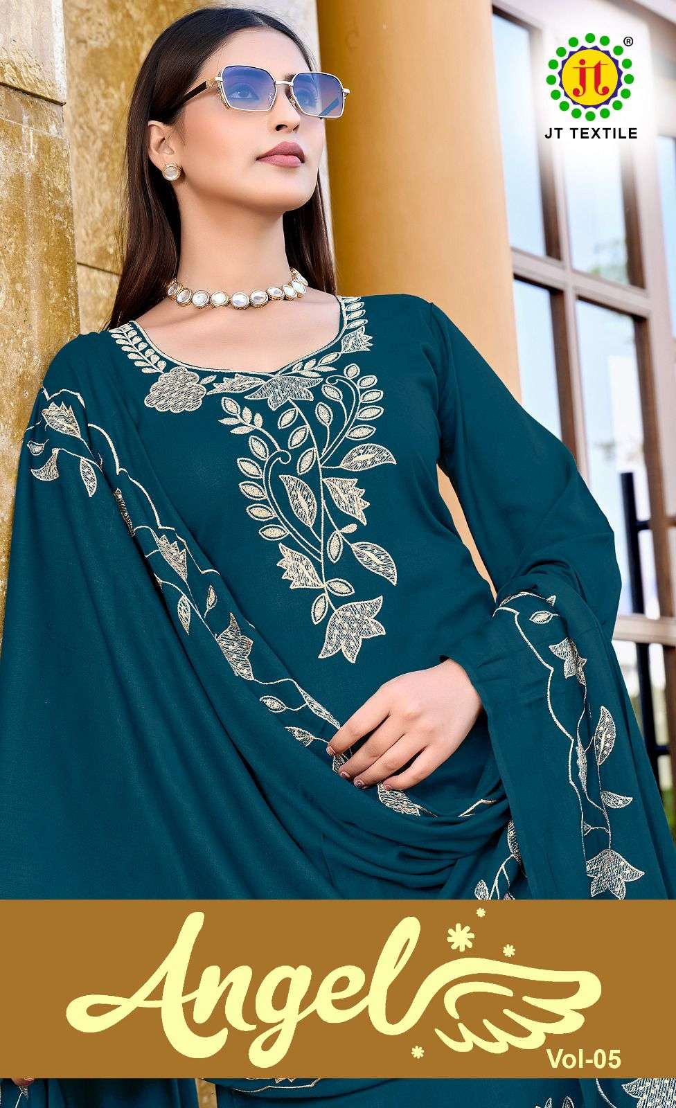 angel vol-5 by jamatmal saquence embroidered rayon salwar kameez wholesale price surat