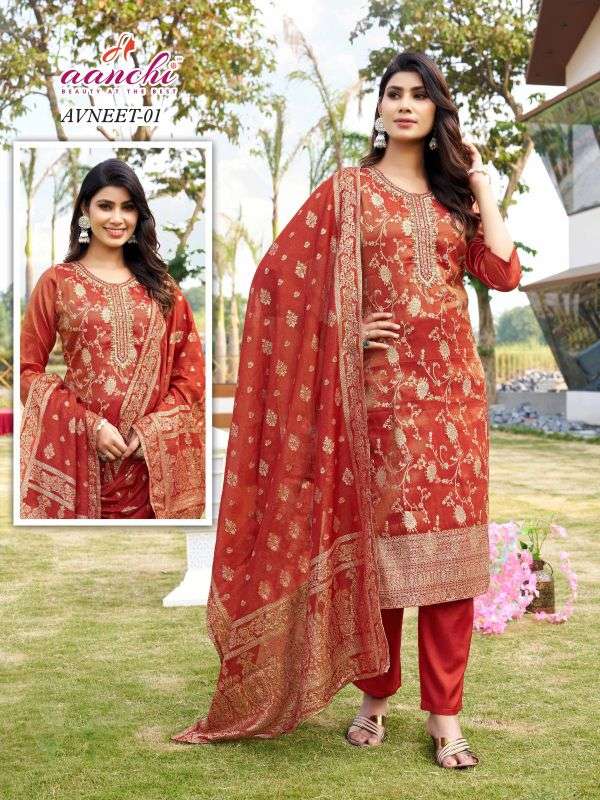 avneet by aanchi fancy designer jacquard readymade kurti wholesale price surat