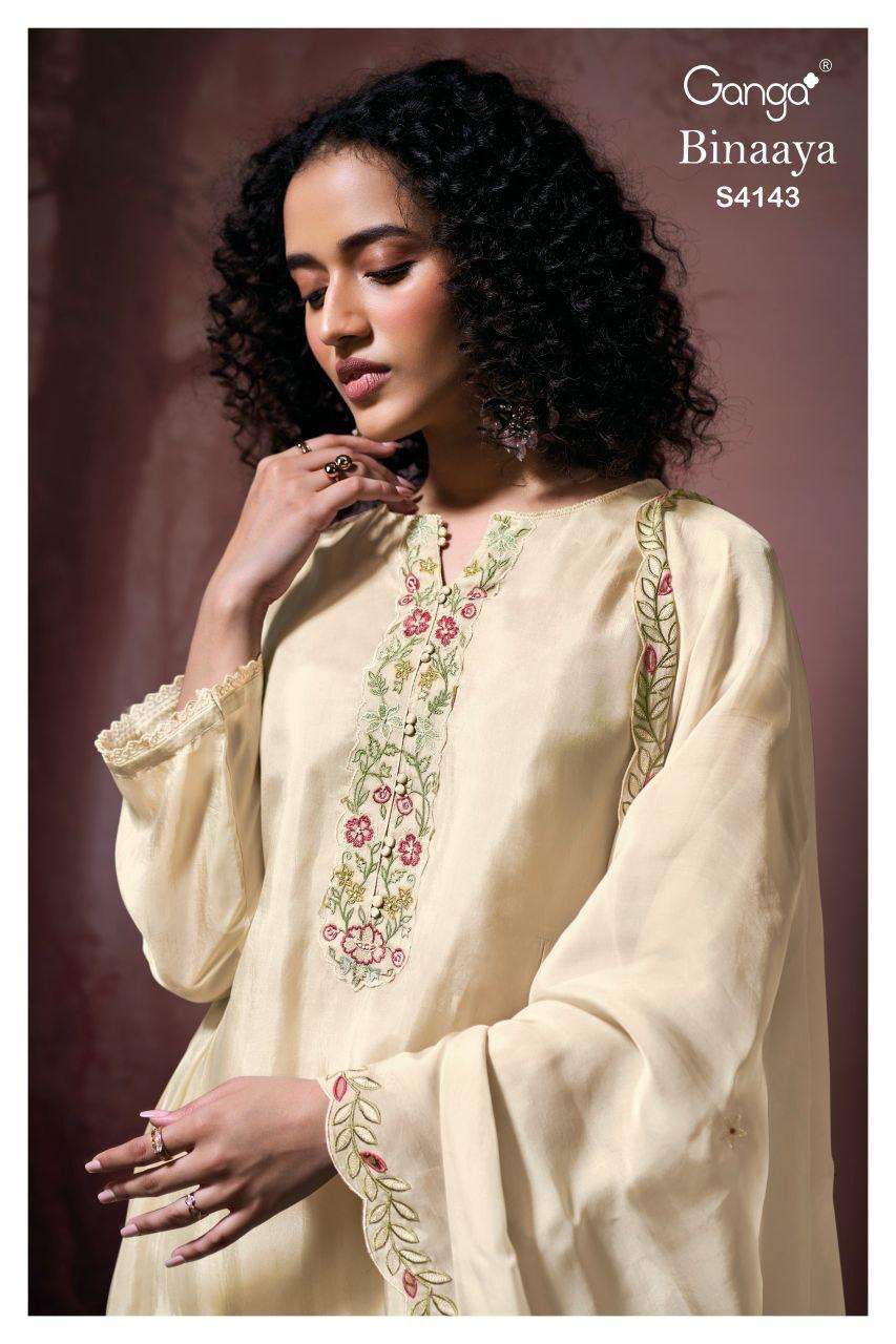 binaaya 4143 by ganga bemberg habutai exclusive designer salwar kameez wholesale price surat