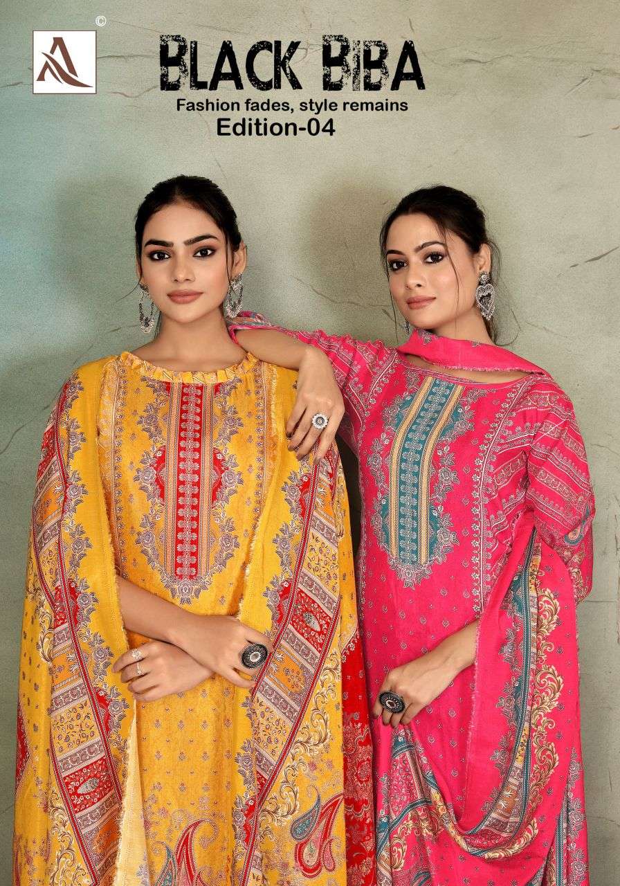 black biba vol-4 by alok suit fancy handwork with digital printed salwar suit supplier surat