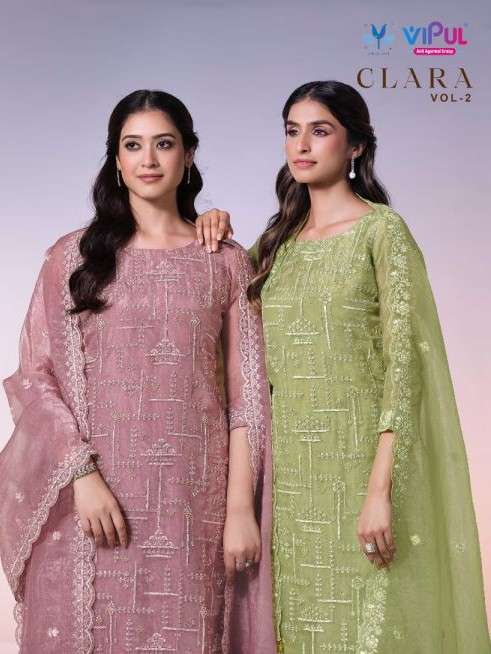 clara vol-2 by vipul fashion exclusive designer party wear organza salwar suit wholesale price surat