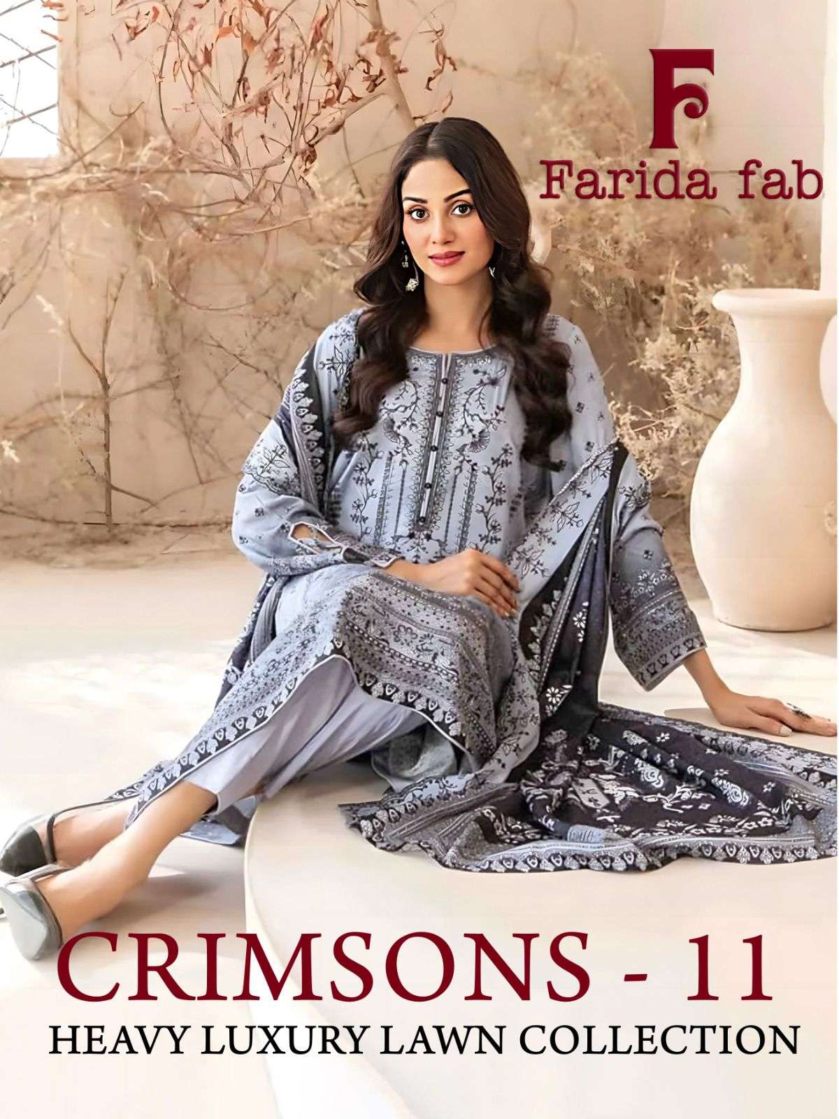crimson vol-11 by farida fan party wear designer cotton pakistani suit wholesaler 