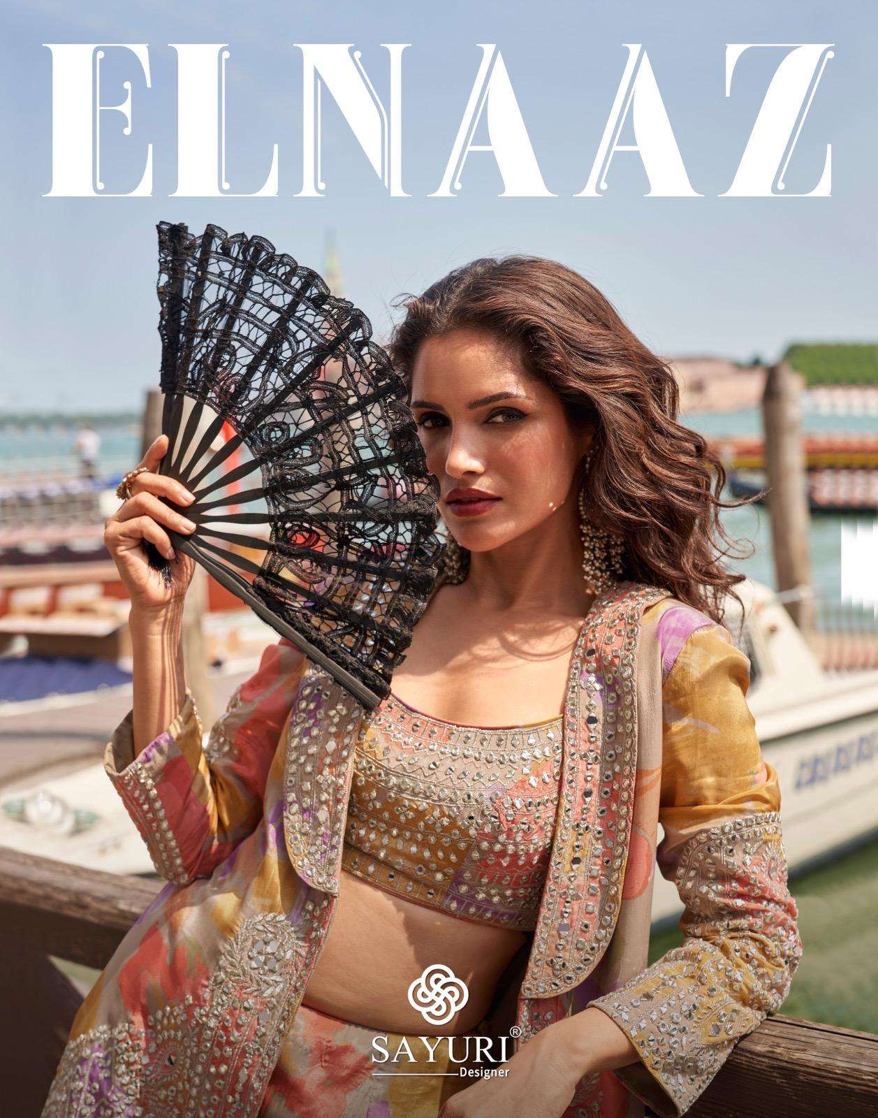 elnaaz by sayuri designer 10080-10081 series wedding wear chinon readymade collection wholesaler surat