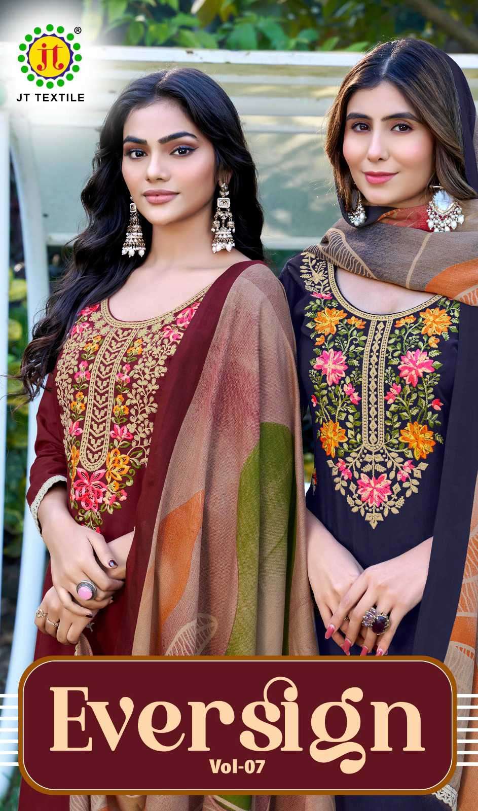 eversign vol-7 by jamatmal 7001-7005 series rayon designer salwar kameez buy wholesale dealer surat