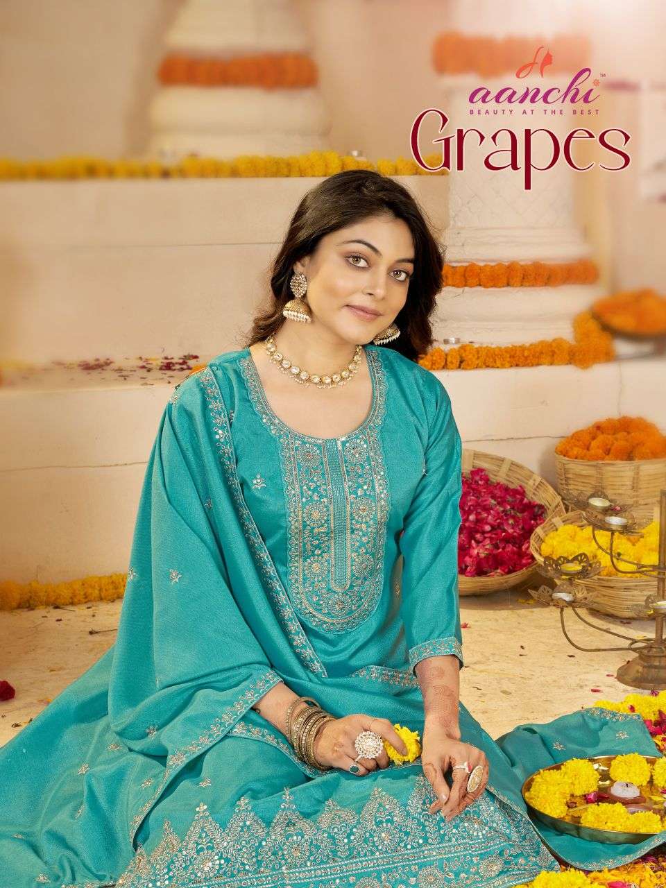 grapes by aanchi latest designer crystal silk readymade salwar kameez wholesale price surat