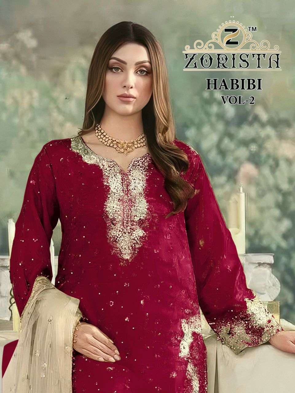 habibi vol-2 by zorista exclusive designer embroidered jimi chu readymade salwar suit wholesale dealer surat