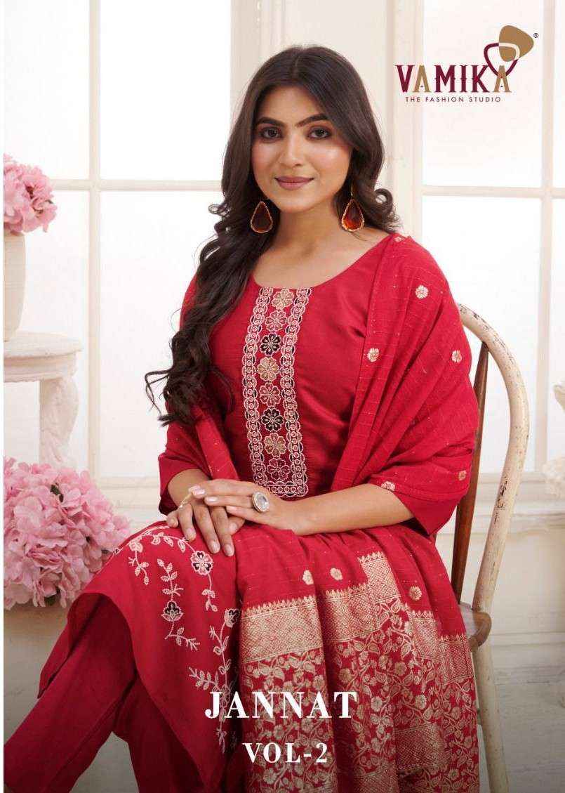 jannat vol 2 by vamika readymade kurtis in Viscos Vertican Silk With Hand Work online dealer surat