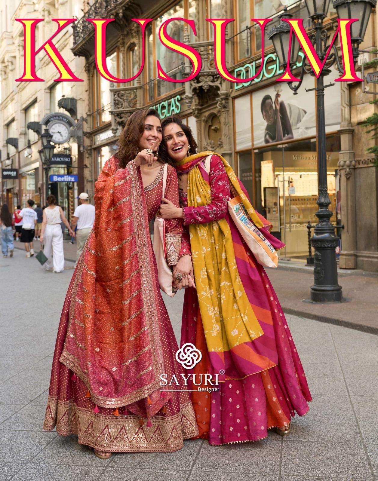 kusum by sayuri designer 10109-10111 ethnic wear viscose jacquard readymade gown supplier 