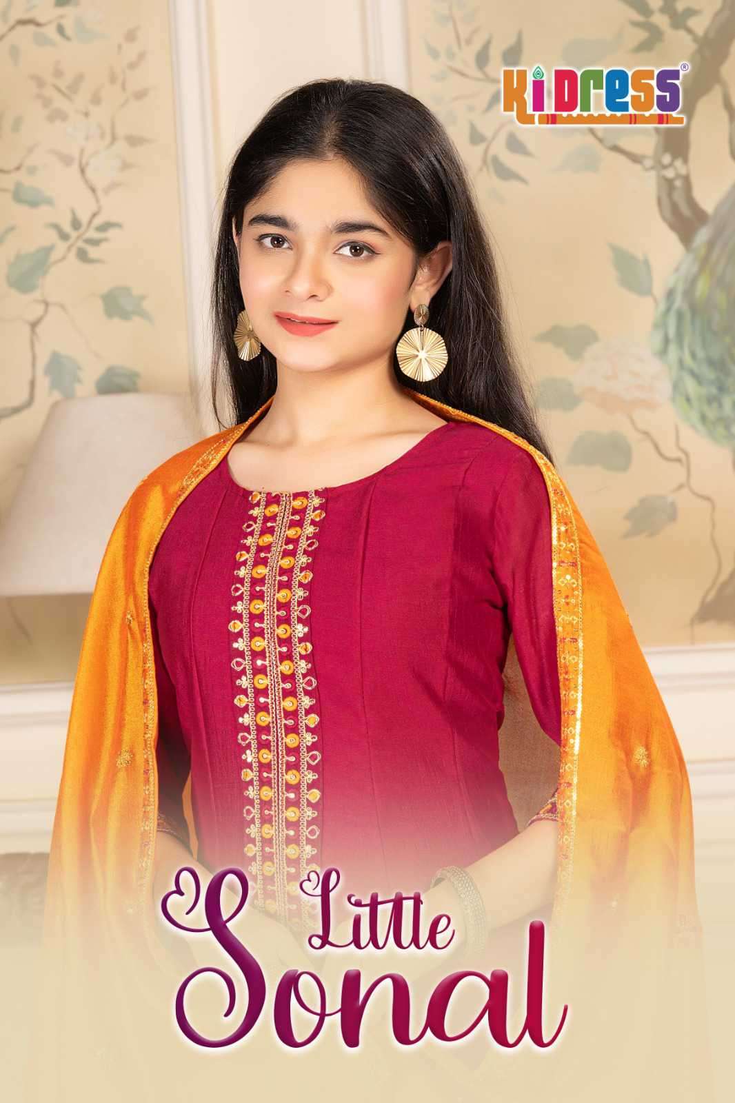little sonal by latest designer kids wear vichitra silk readymade salwar kameez wholesale price surat