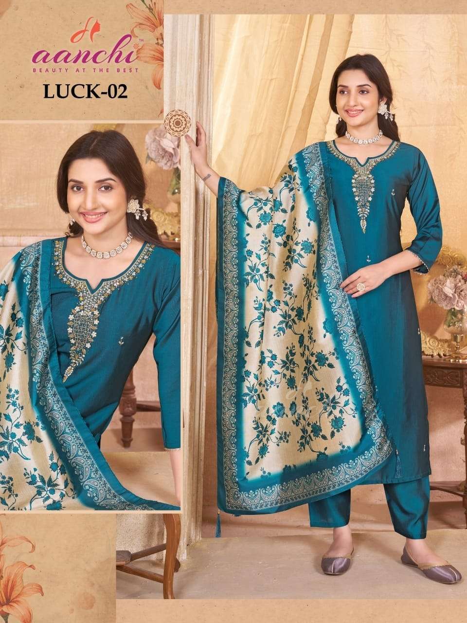 luck by aanchi exclusvie designer rangeela silk readymade kurti wholesale price surat