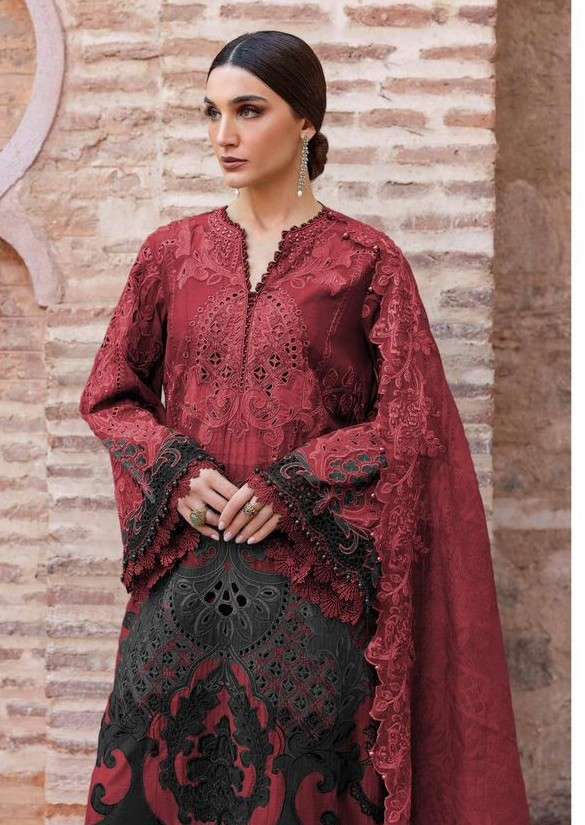 maria b premium 25-2 by deepsy suit fancy embroidered cotton suit wholesale dealer surat