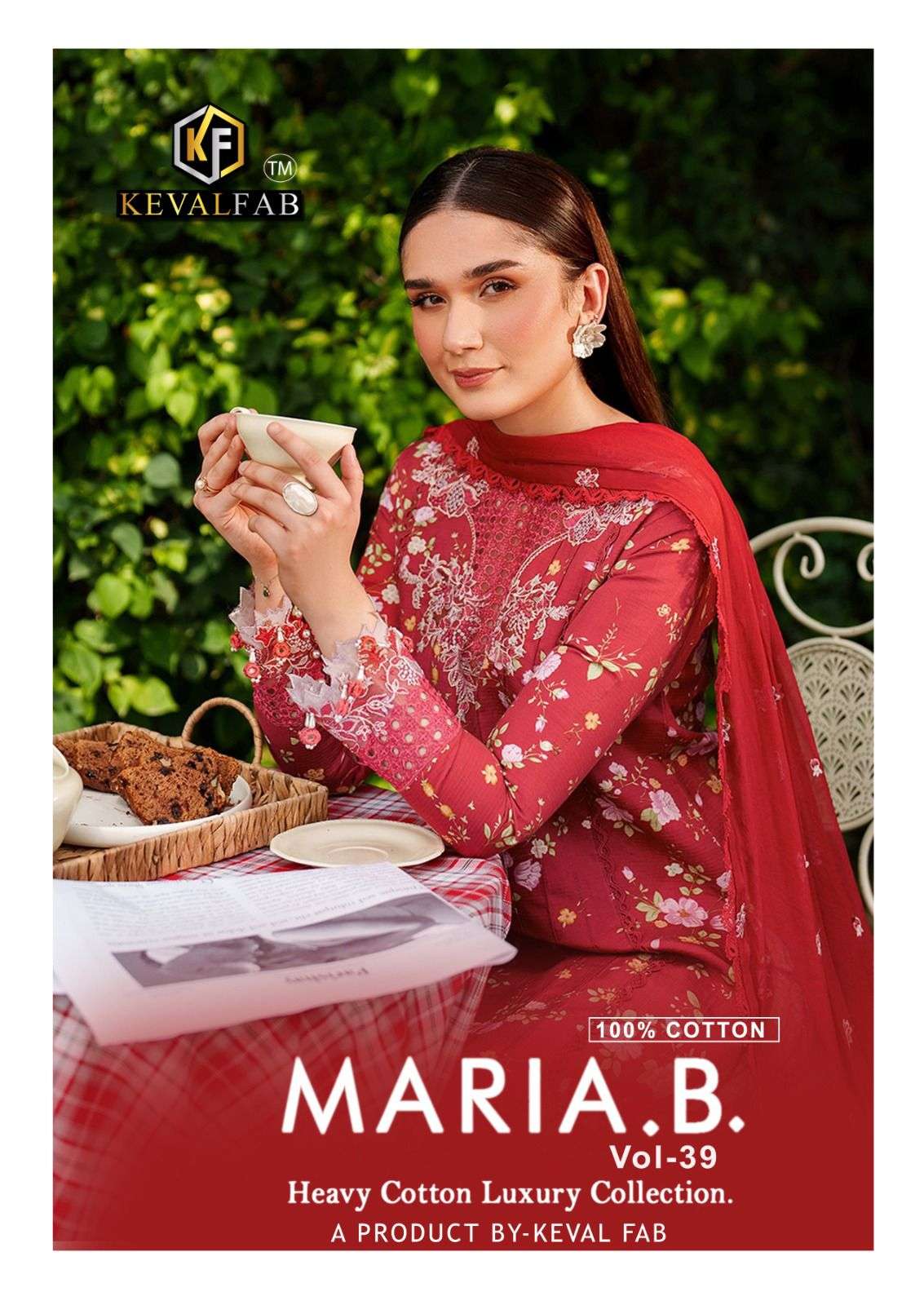 maria b vol-39 by keval fab 39001-39006 series cotton designer pakistani suit wholesale price surat