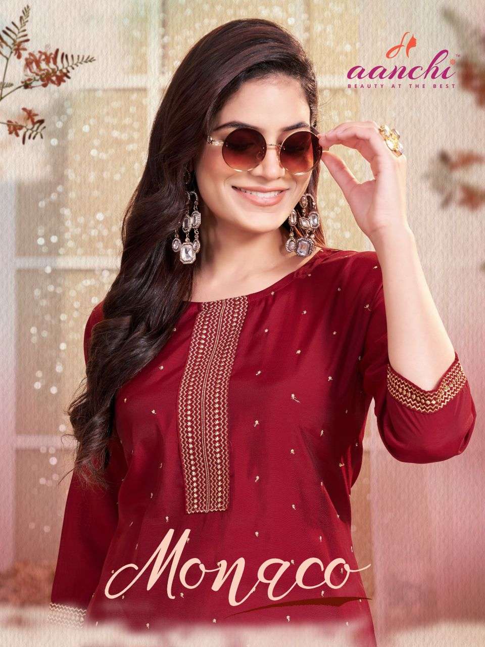 monaco by aanchi casual wear roman silk readymade kurti wholesale price surat