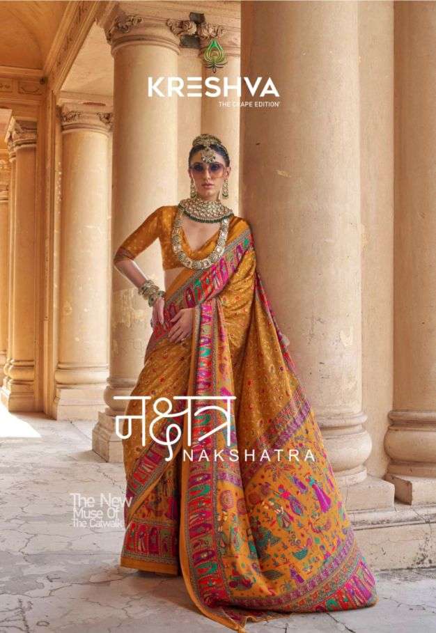 nakshatra by kreshva exclusive designer party wear saree wholesale dealer surat