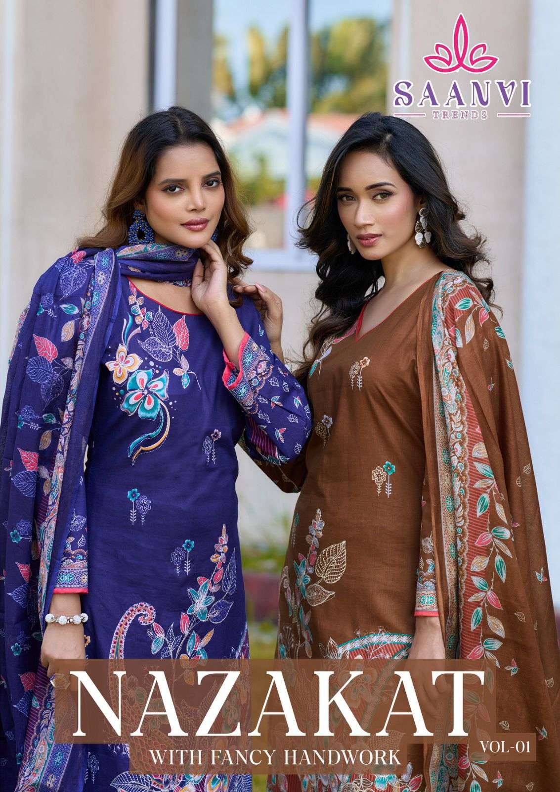 nazakat vol-1 by saanvi 1001-1008 series cotton with fancy printed salwar kameez wholesale price surat