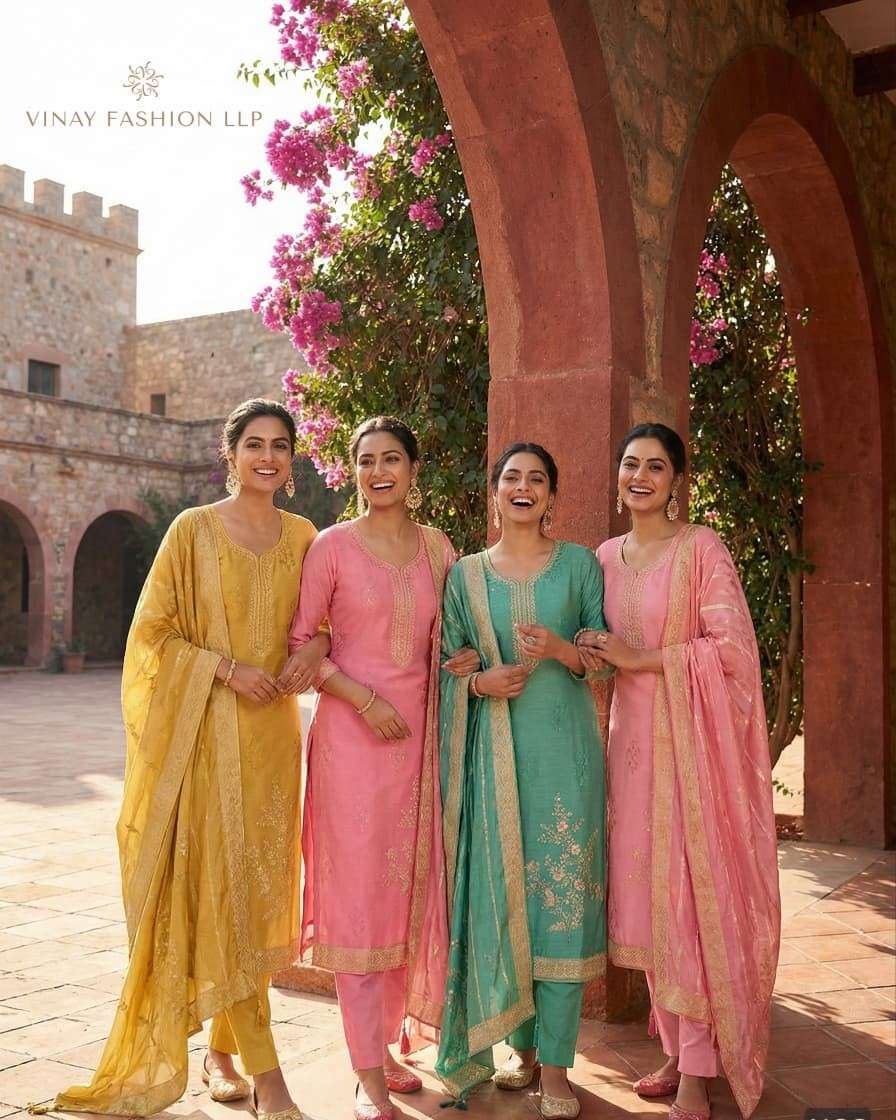 ncs-641 by vinay fashion exclusvie fancy work muslin jacquard salwar kameez wholesale price surat