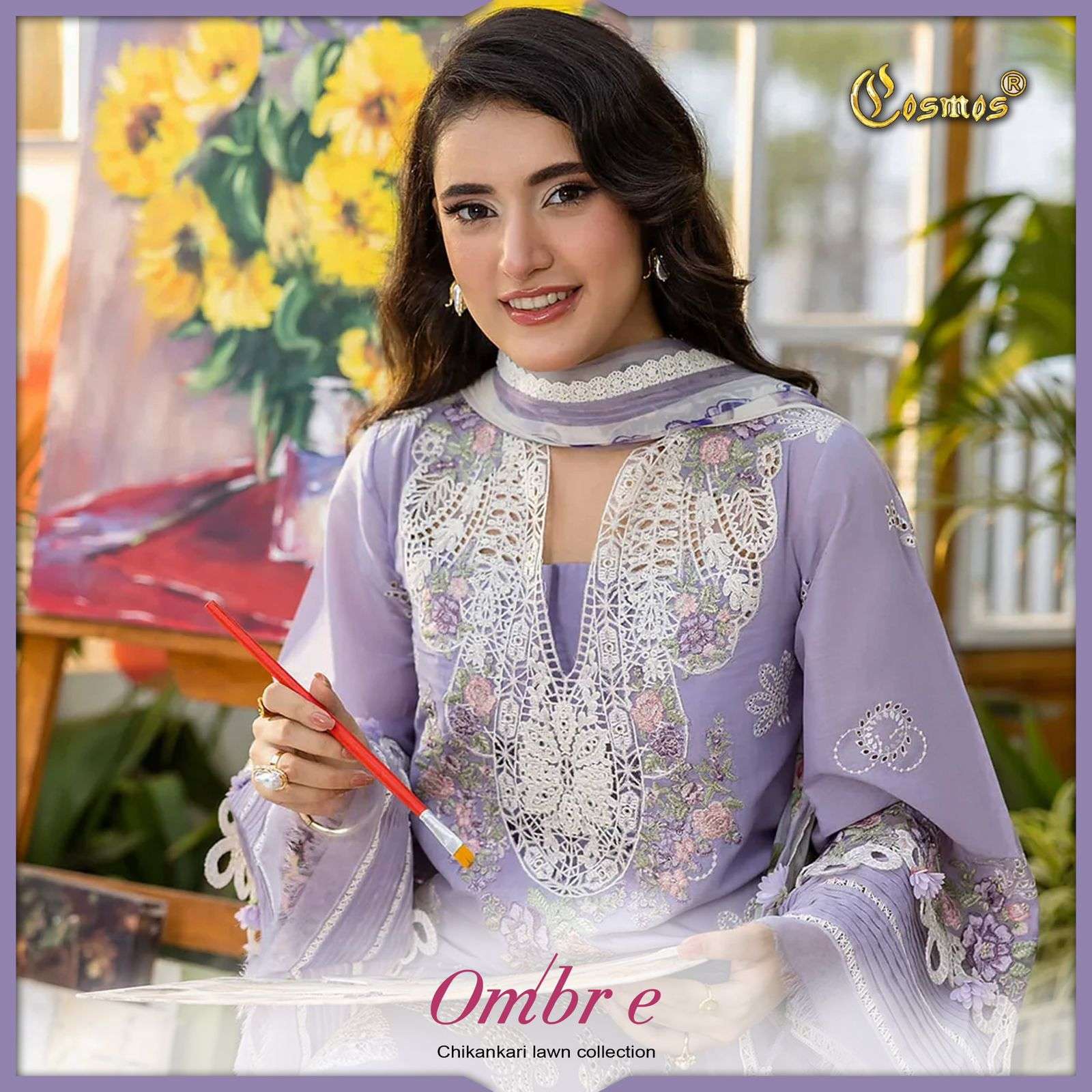 ombre by cosmos lawn cotton chikankari embroidered salwar kameez wholesale price surat