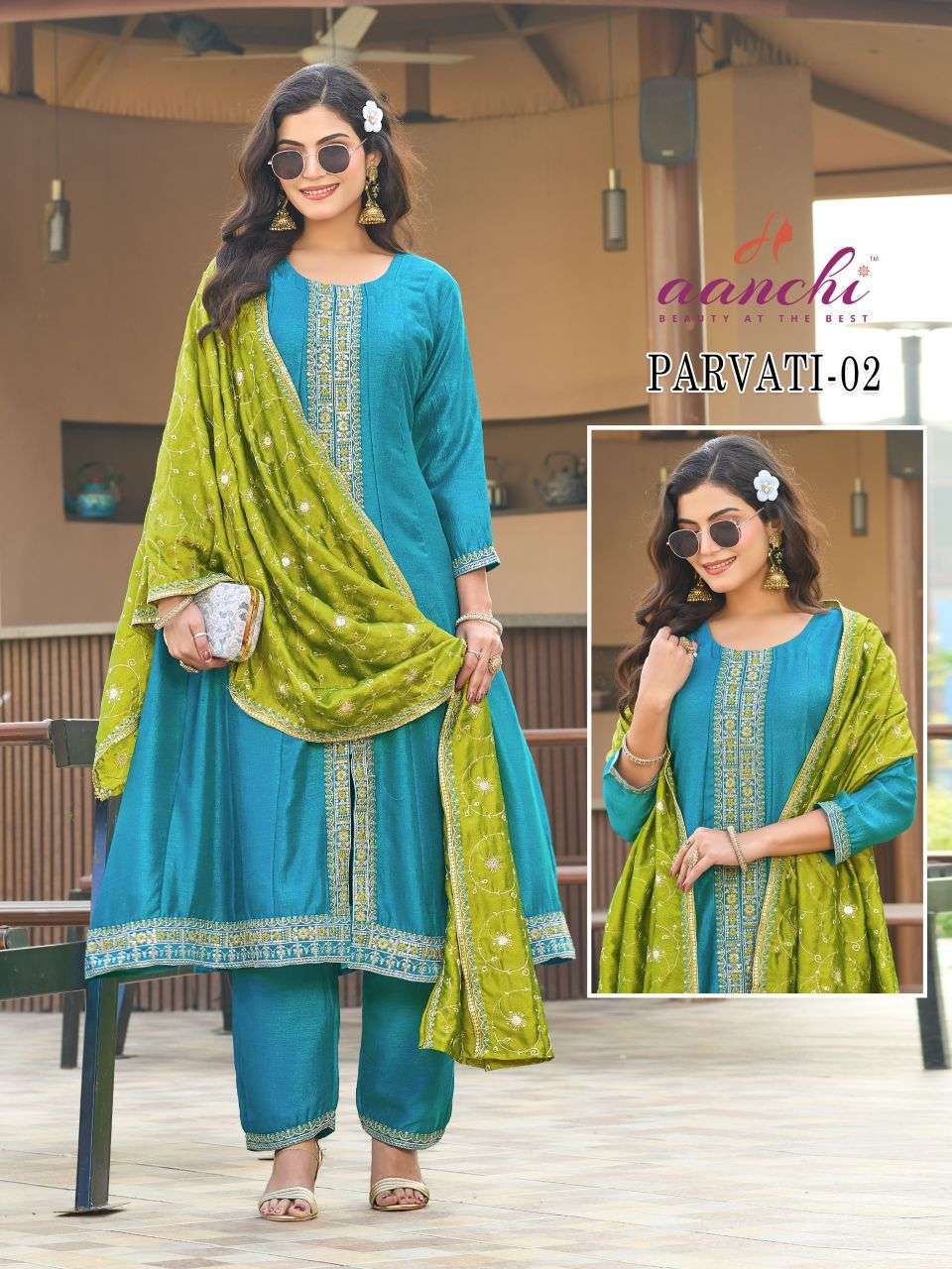 parvati by aanchi latest designer party wear vichitra silk readymade kurti eholesale price surat