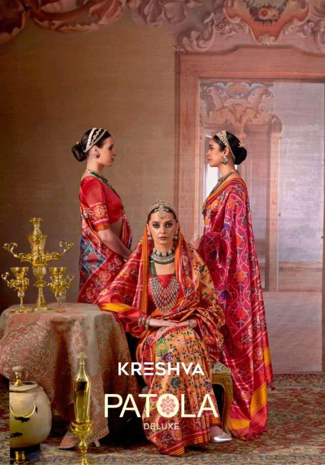 patola deluxe by kreshva exclusvie designer pv silk patola saree wholesale price surat