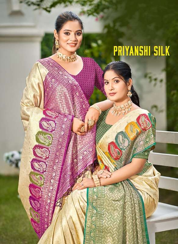 priyanshi silk by bunawat party wear designer silk saree wholesale price surat