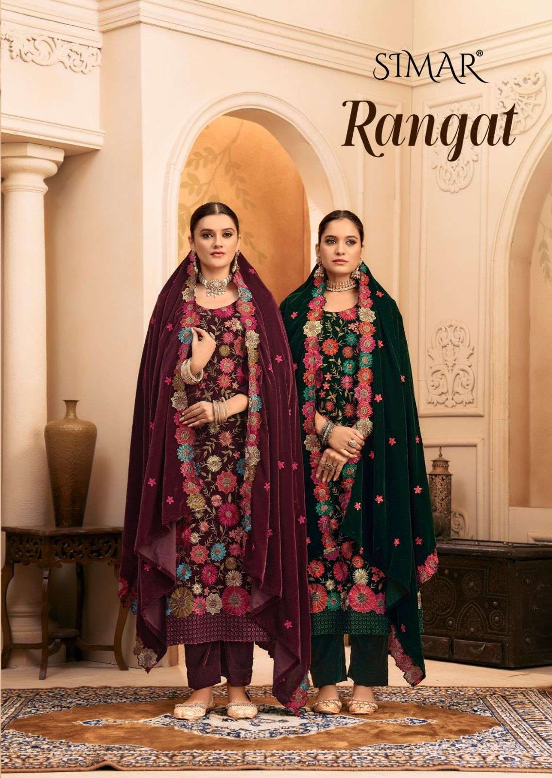 rangat by glossy latest designer embroidered velvet salwar kameez wholesale price surat