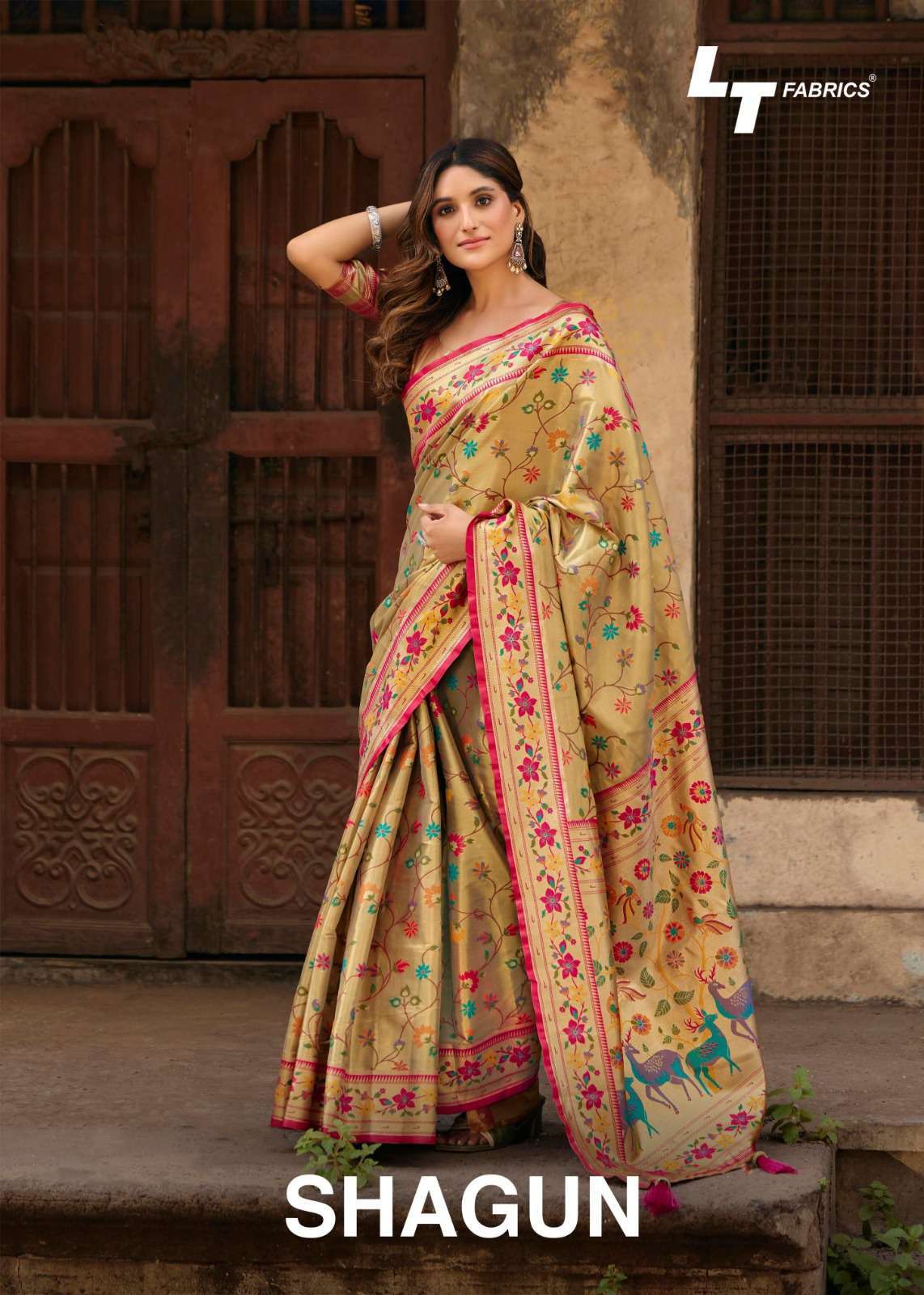 shagun by lt fashion exclusive designer embroidered party wear saree wholesale price surat