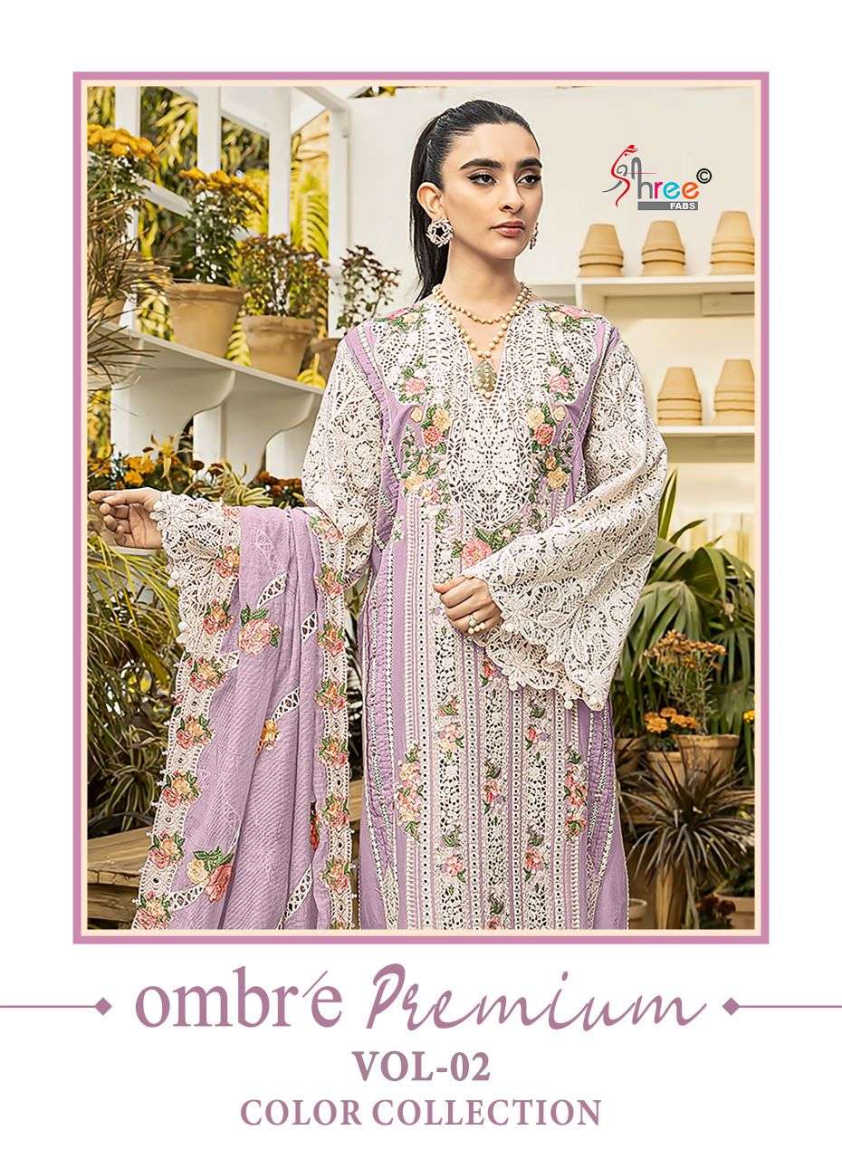 shree fabs ombre premium vol-2 cotton with embroidered pakistani salwar suit wholesale dealer surat