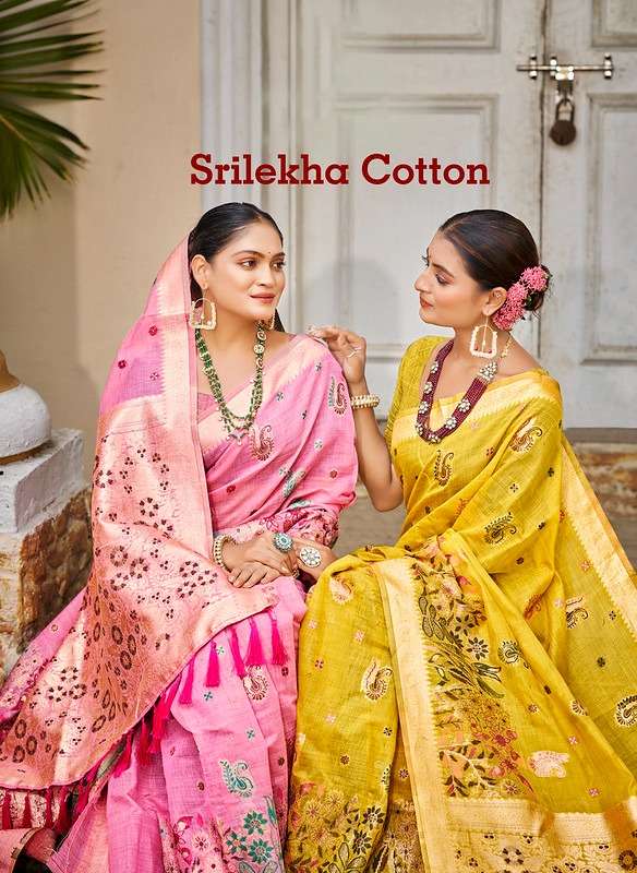 srilekha cotton by bunawat cotton silk wedding wear saree whoesale price surat