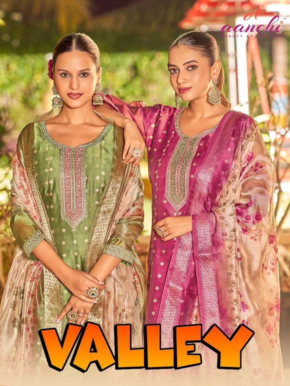 valley by aanchi exclusive designer shimmer jacquard readymade salwar kameez wholesale price surat
