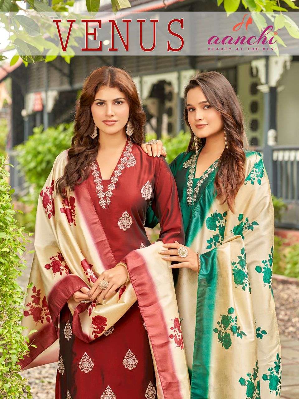 venus by aanchi latest designer fancy work rangeela silk readymade salwar kameez wholesale price surat
