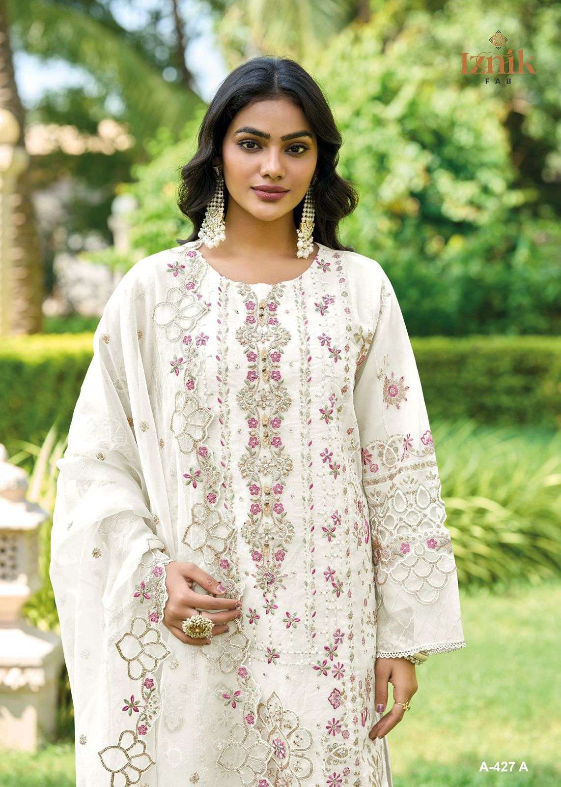 427 by iznik heavy embroidered chiffon pakistani salwar kameez wholesale price surat
