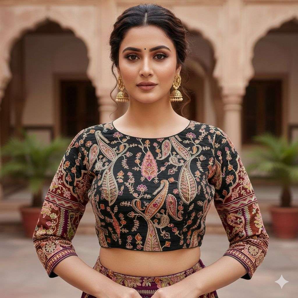  af-07 by pf ethnic exc;usive designer fancy printed silk blouse wholesale dealer surat