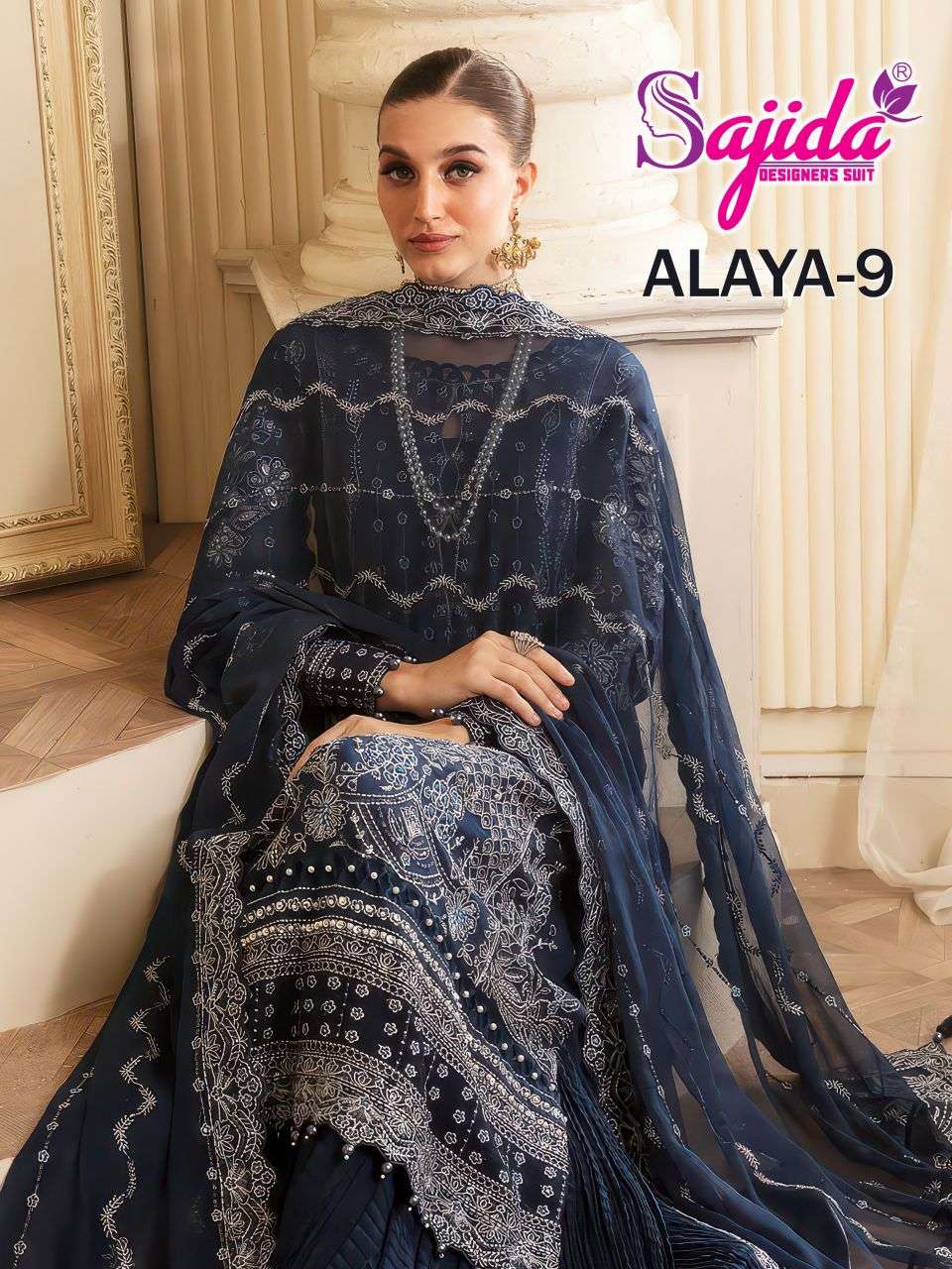 anaya vol-9 by sajida fancy embroidered georgette salwar kameez buy wholesale dealer surat
