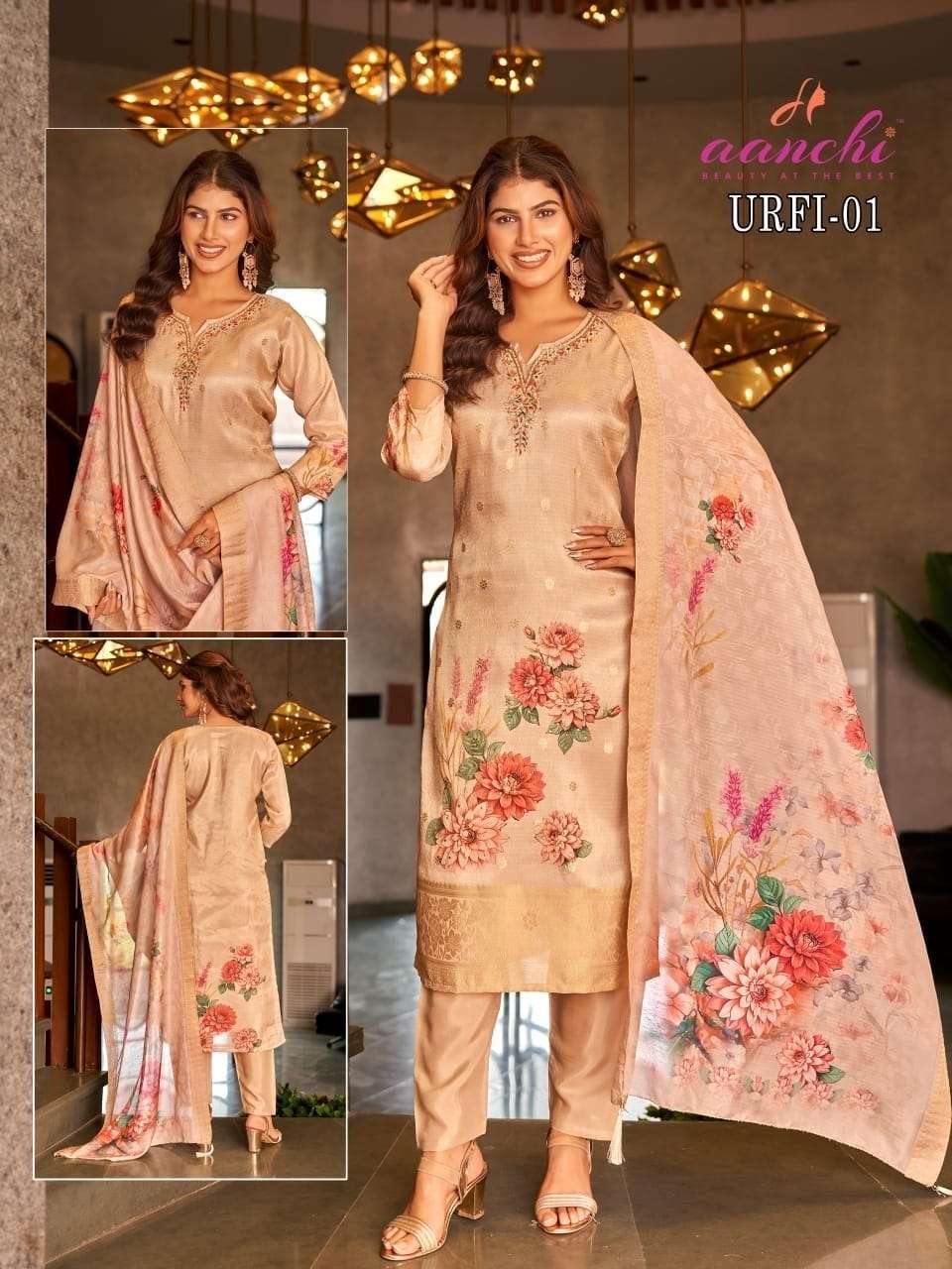 digital print collection by aanchi latest deisgner cosmos readymade kurti wholesale price surat