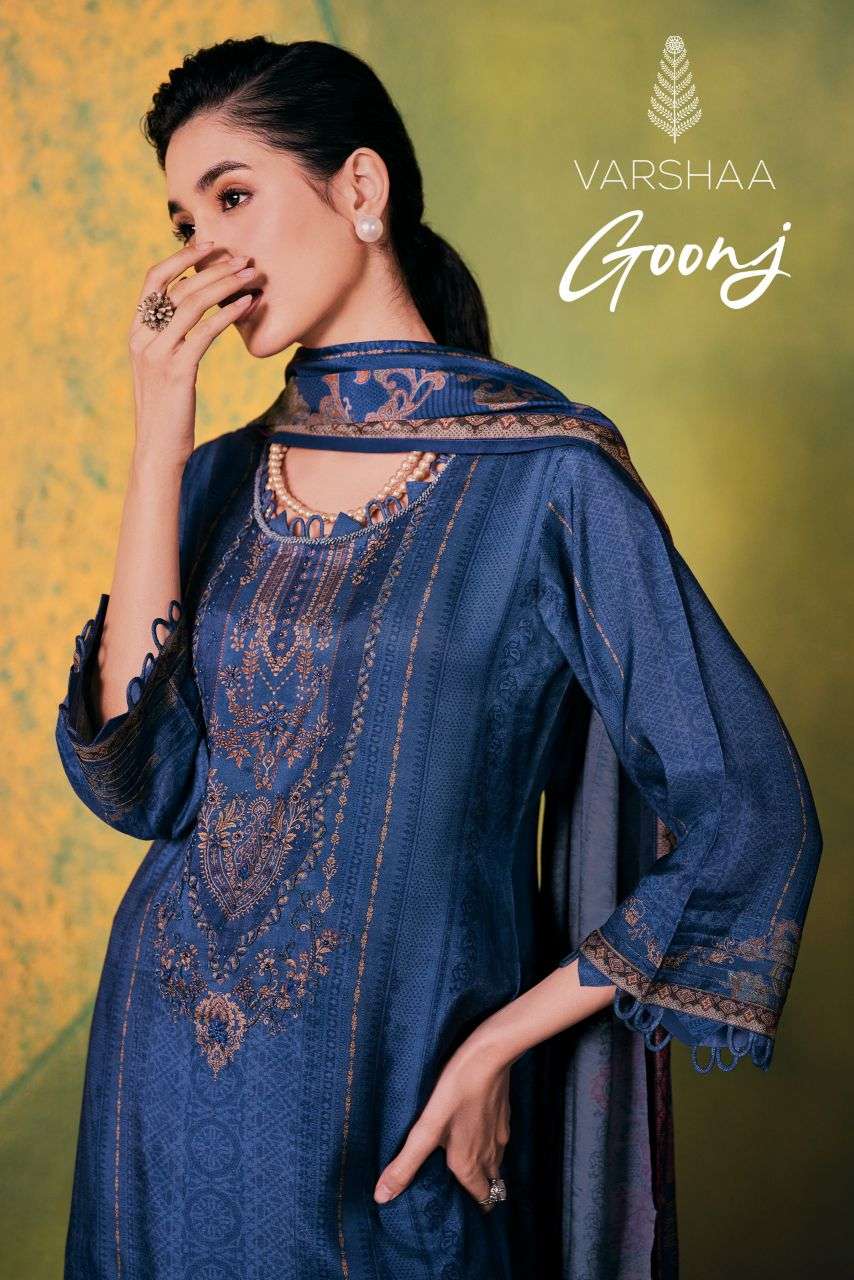 goonj by varsha exclusive designer fancy printed viscose muslin salwar kameez wholesale price surat