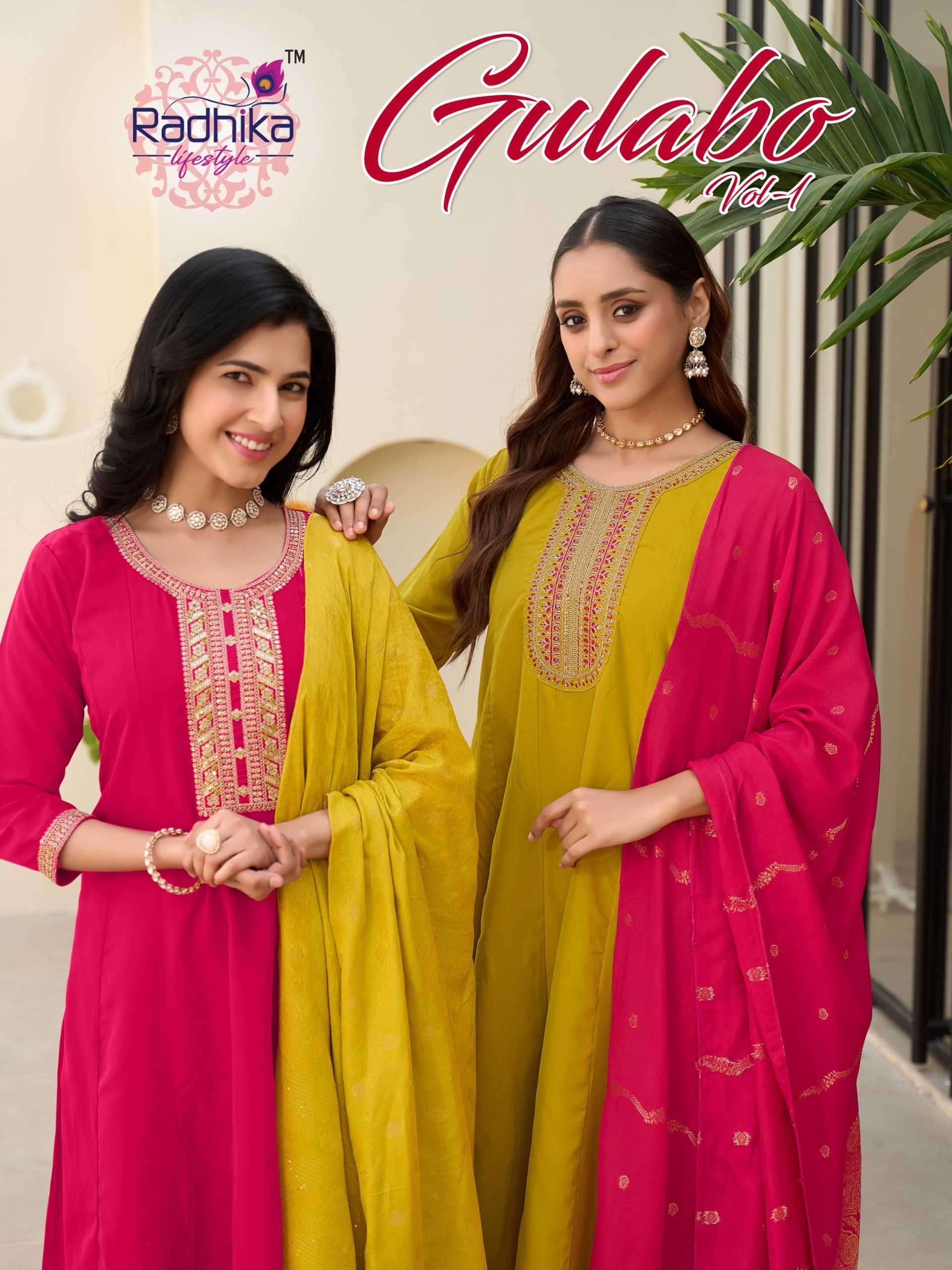 gulabo vol-1 by radhika lifestyle exclusive designer rangeela silk readymade salwar kameez wholesale price surat